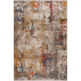 5' X 8' Gray And Ivory Abstract Power Loom Distressed Stain Resistant Area Rug - Homeroots - Flyclothing LLC