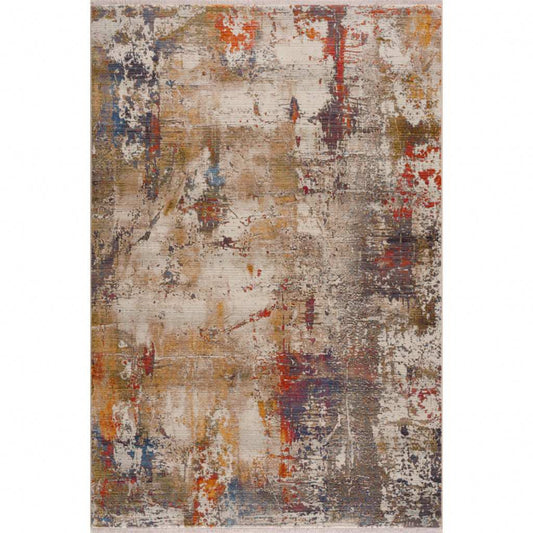 9' X 12' Gray And Ivory Abstract Power Loom Distressed Stain Resistant Area Rug - Homeroots - Flyclothing LLC