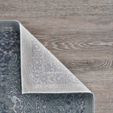 2' X 3' Blue Silver Gray And Cream Damask Distressed Stain Resistant Area Rug - Homeroots - Flyclothing LLC