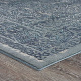 8' X 11' Blue Silver Gray And Cream Damask Distressed Stain Resistant Area Rug - Homeroots - Flyclothing LLC