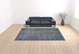 10' X 13' Blue Silver Gray And Cream Damask Distressed Stain Resistant Area Rug - Homeroots - Flyclothing LLC