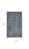 10' X 13' Blue Silver Gray And Cream Damask Distressed Stain Resistant Area Rug - Homeroots - Flyclothing LLC