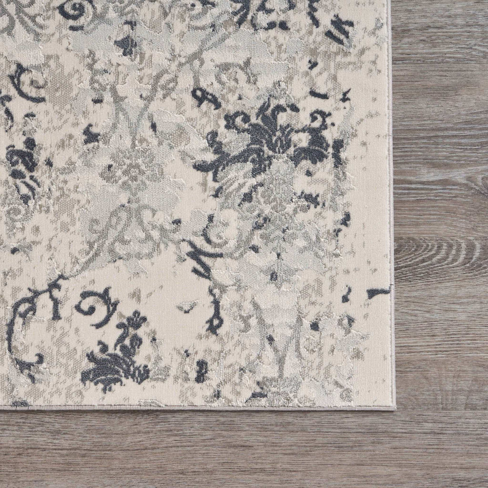 10' X 13' Cream And Gray Damask Stain Resistant Area Rug - Homeroots - Flyclothing LLC