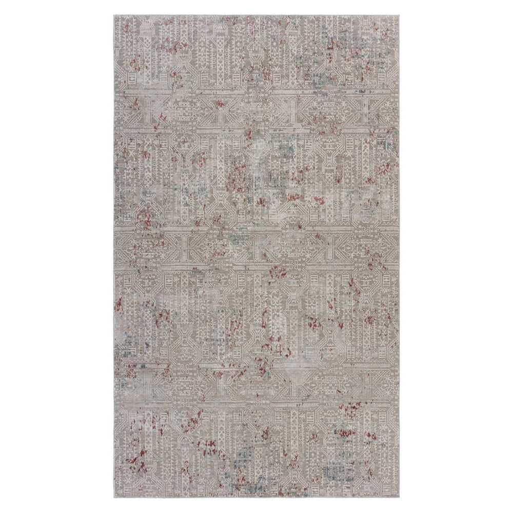 8' X 11' Gray Ivory Slate Blue And Wine Red Geometric Stain Resistant Area Rug - Homeroots - Flyclothing LLC