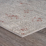 8' X 11' Gray Ivory Slate Blue And Wine Red Geometric Stain Resistant Area Rug - Homeroots - Flyclothing LLC