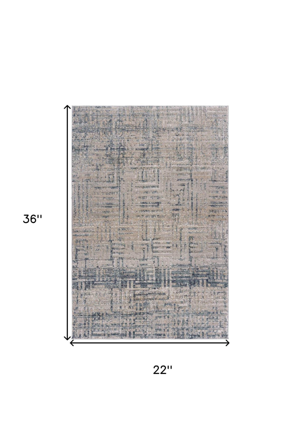 2' X 3' Cream Blue And Ivory Geometric Distressed Stain Resistant Area Rug - Homeroots - Flyclothing LLC