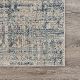 8' Cream Blue And Ivory Geometric Distressed Runner Rug - Homeroots - Flyclothing LLC