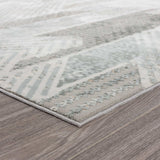 2' X 3' Gray Blue And Cream Geometric Distressed Stain Resistant Area Rug - Homeroots - Flyclothing LLC