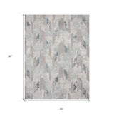 2' X 3' Gray Blue And Cream Geometric Distressed Stain Resistant Area Rug - Homeroots - Flyclothing LLC