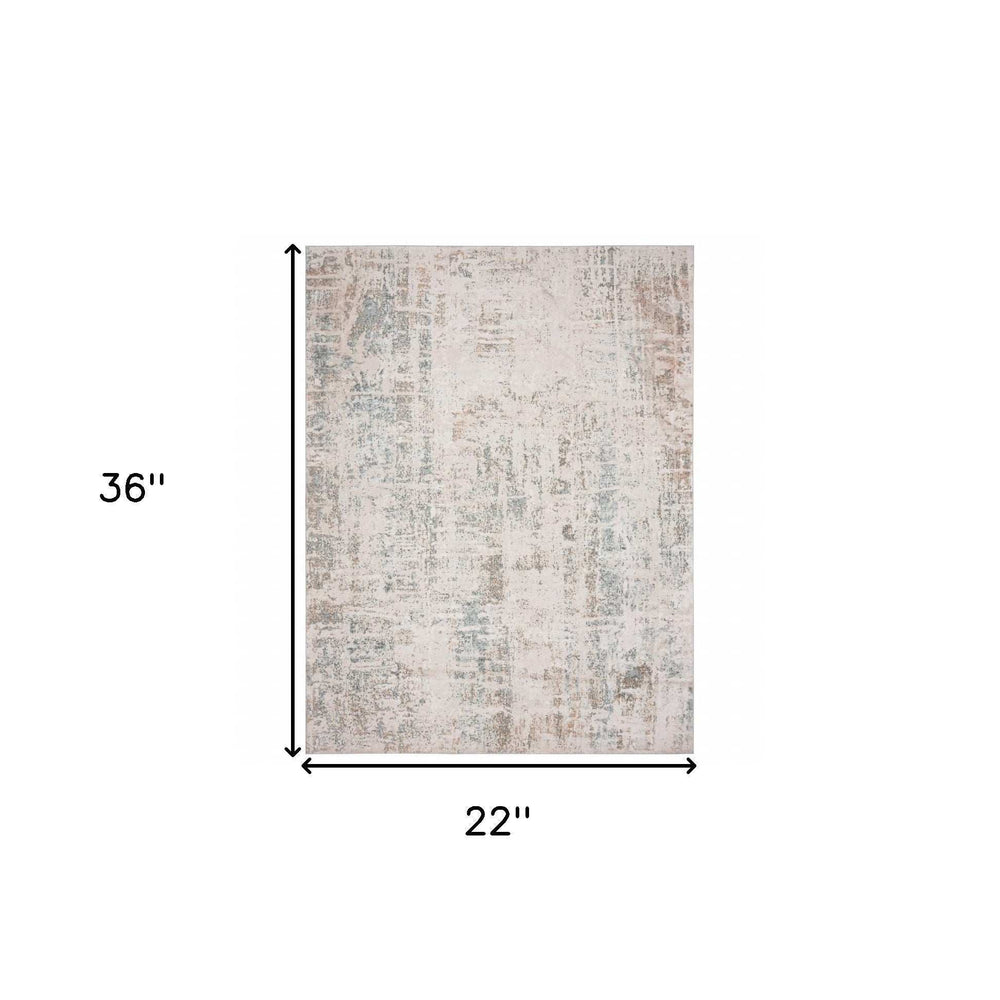 2' X 3' Gray Blue Taupe And Cream Abstract Distressed Stain Resistant Area Rug - Homeroots - Flyclothing LLC