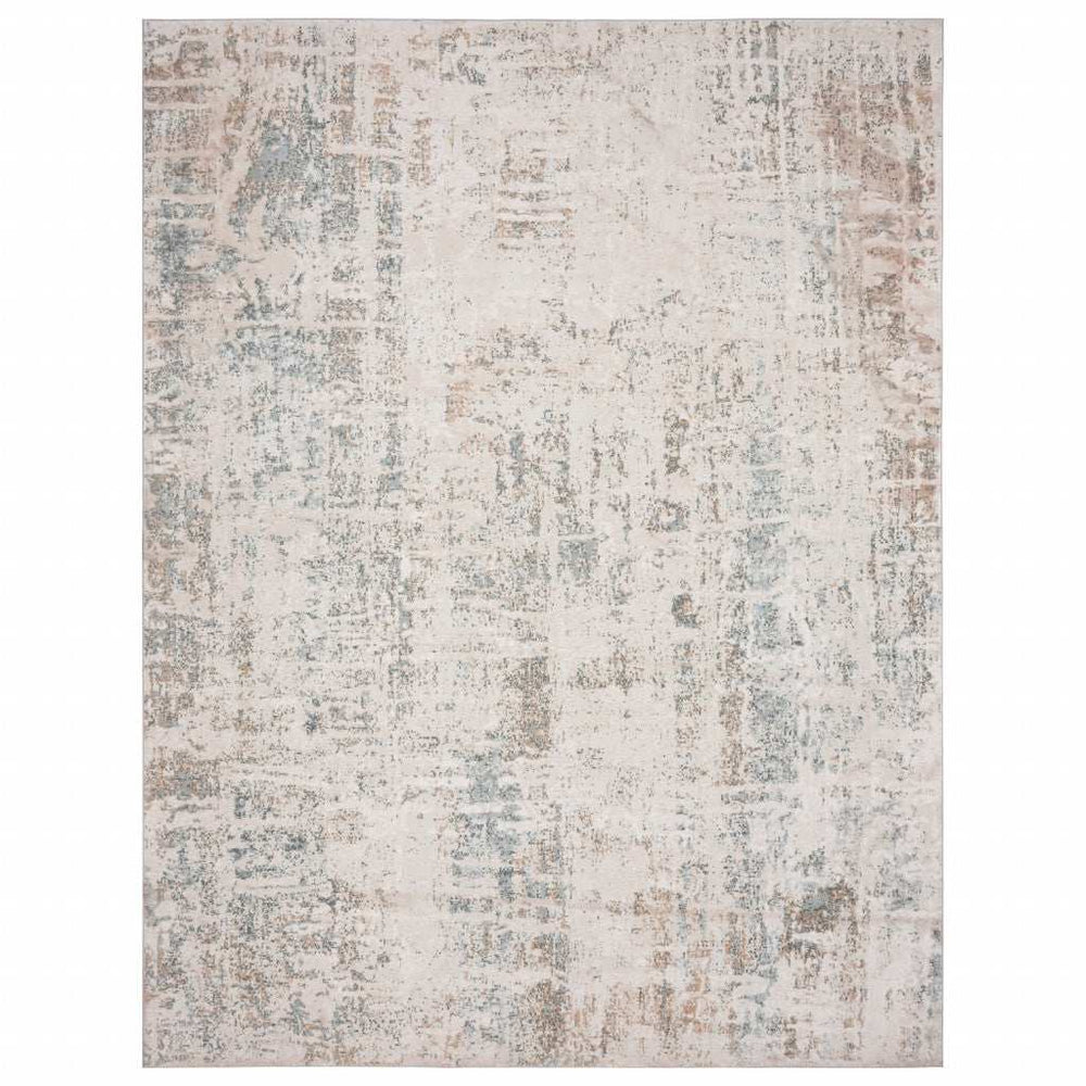 5' X 7' Gray Blue Taupe And Cream Abstract Distressed Stain Resistant Area Rug - Homeroots - Flyclothing LLC
