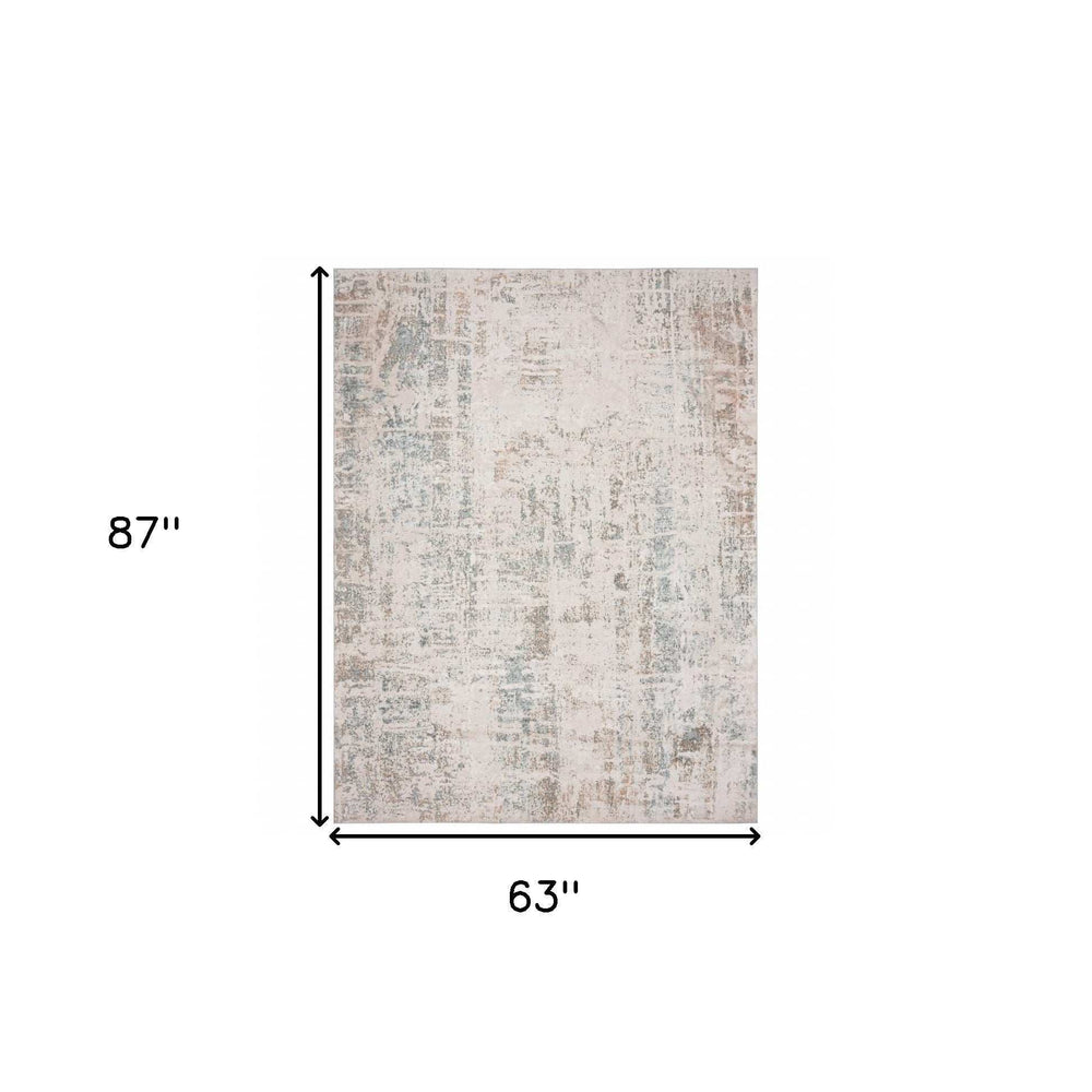 5' X 7' Gray Blue Taupe And Cream Abstract Distressed Stain Resistant Area Rug - Homeroots - Flyclothing LLC