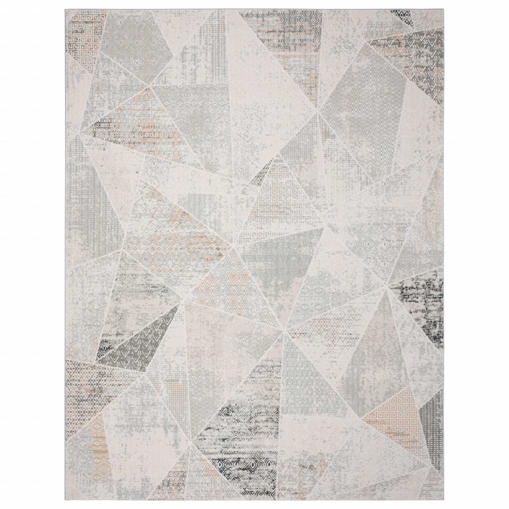 2' X 3' Gray Blue Taupe And Cream Geometric Distressed Stain Resistant Area Rug - Homeroots - Flyclothing LLC