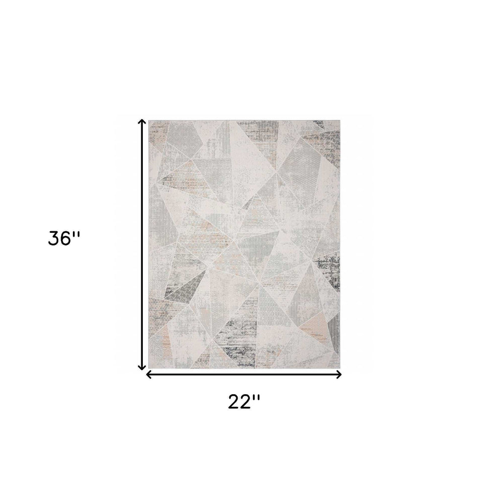 2' X 3' Gray Blue Taupe And Cream Geometric Distressed Stain Resistant Area Rug - Homeroots - Flyclothing LLC