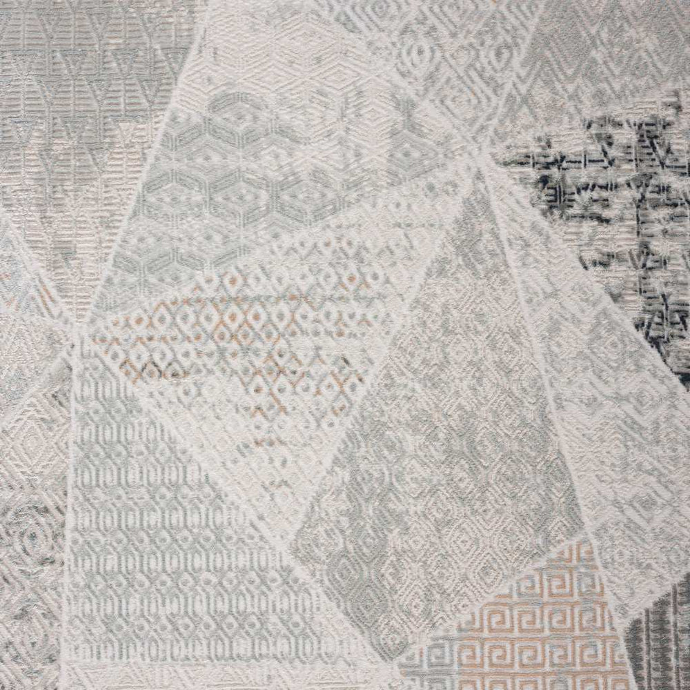 9' X 12' Gray Blue Taupe And Cream Geometric Distressed Stain Resistant Area Rug - Homeroots - Flyclothing LLC
