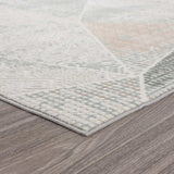 9' X 12' Gray Blue Taupe And Cream Geometric Distressed Stain Resistant Area Rug - Homeroots - Flyclothing LLC