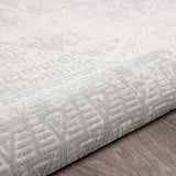 9' X 12' Gray Blue Taupe And Cream Geometric Distressed Stain Resistant Area Rug - Homeroots - Flyclothing LLC