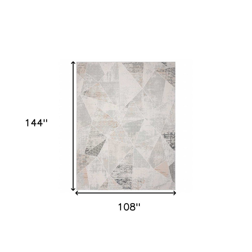 9' X 12' Gray Blue Taupe And Cream Geometric Distressed Stain Resistant Area Rug - Homeroots - Flyclothing LLC