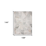 9' X 12' Gray Blue Taupe And Cream Geometric Distressed Stain Resistant Area Rug - Homeroots - Flyclothing LLC