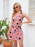 Tied Polka Dot V-Neck Dress - Trendsi - Flyclothing LLC