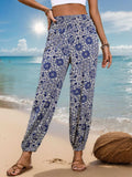 Printed Elastic Waist Pants - Trendsi - Flyclothing LLC