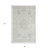 4' X 6' Ivory and Gray Floral Medallion Stain Resistant Area Rug - Homeroots - Flyclothing LLC