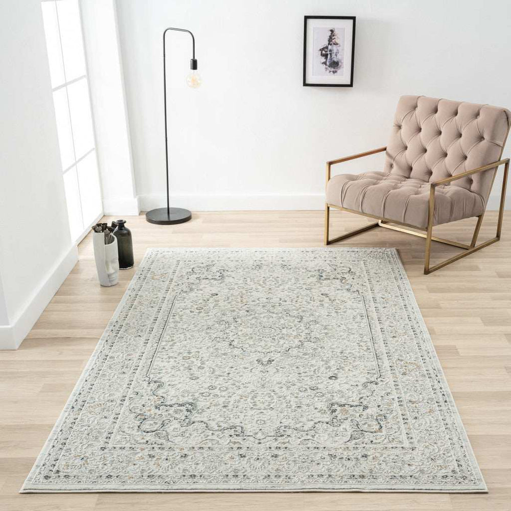 5' X 8' Ivory Gray And Taupe Floral Power Loom Stain Resistant Area Rug - Homeroots - Flyclothing LLC