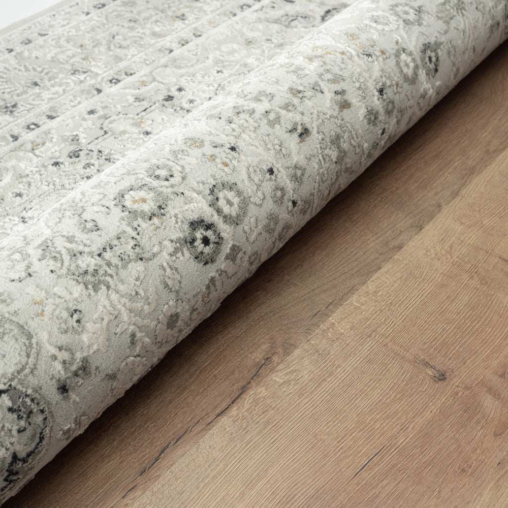 9' X 12' Ivory Gray And Taupe Floral Power Loom Stain Resistant Area Rug - Homeroots - Flyclothing LLC