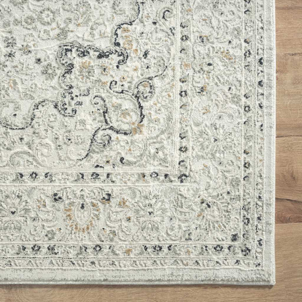 9' X 12' Ivory Gray And Taupe Floral Power Loom Stain Resistant Area Rug - Homeroots - Flyclothing LLC