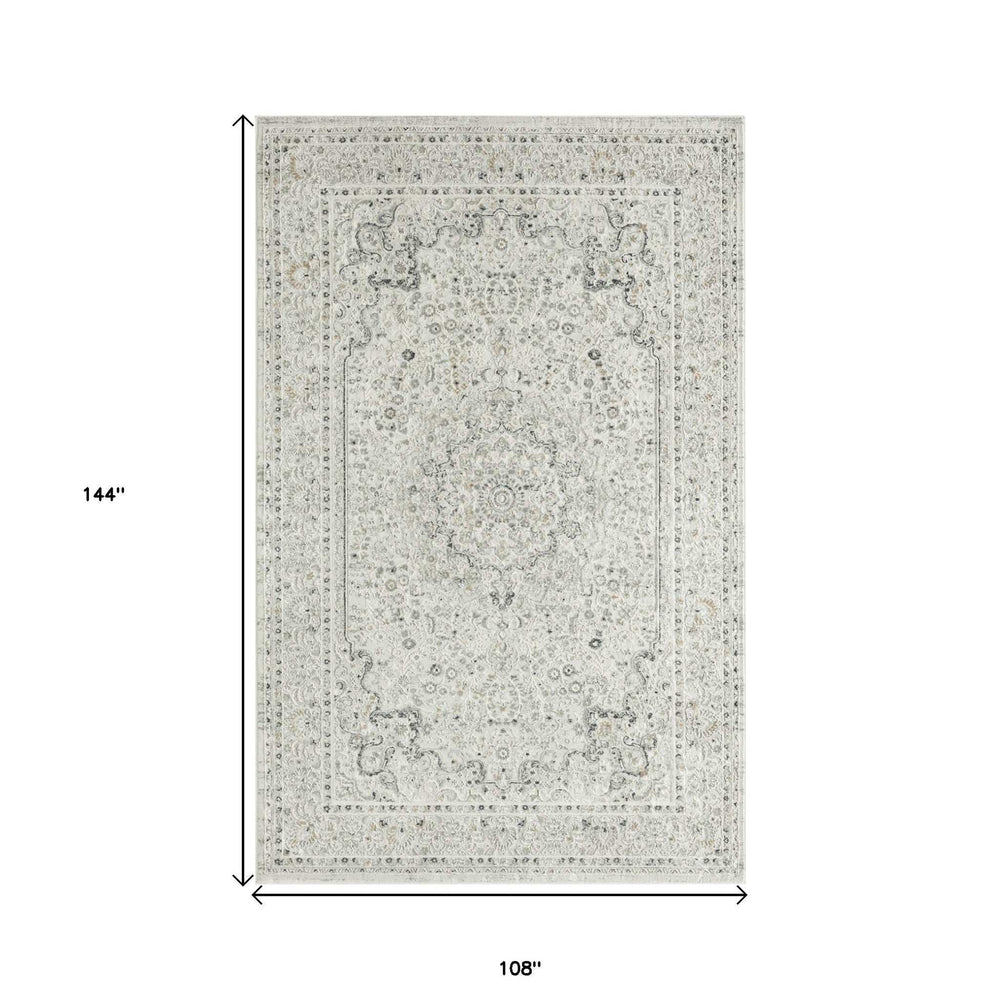 9' X 12' Ivory Gray And Taupe Floral Power Loom Stain Resistant Area Rug - Homeroots - Flyclothing LLC