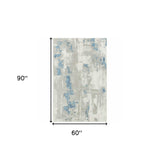 5' X 8' Ivory Gray And Blue Abstract Power Loom Stain Resistant Area Rug - Homeroots - Flyclothing LLC