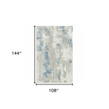 9' X 12' Ivory Gray And Blue Abstract Power Loom Stain Resistant Area Rug - Homeroots - Flyclothing LLC