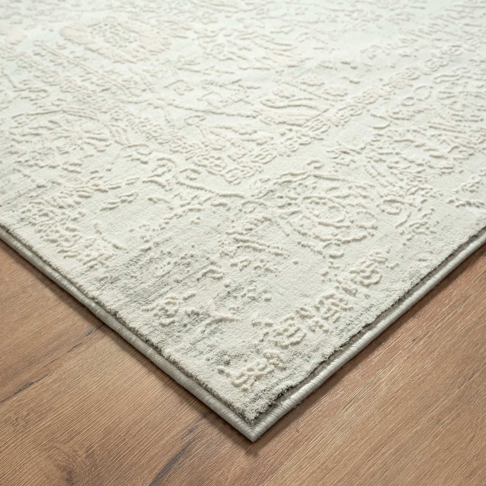 4' X 6' Ivory And Gray Floral Stain Resistant Area Rug - Homeroots - Flyclothing LLC