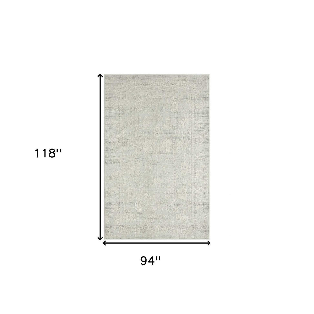 8' X 10' Ivory And Gray Floral Power Loom Distressed Stain Resistant Area Rug - Homeroots - Flyclothing LLC