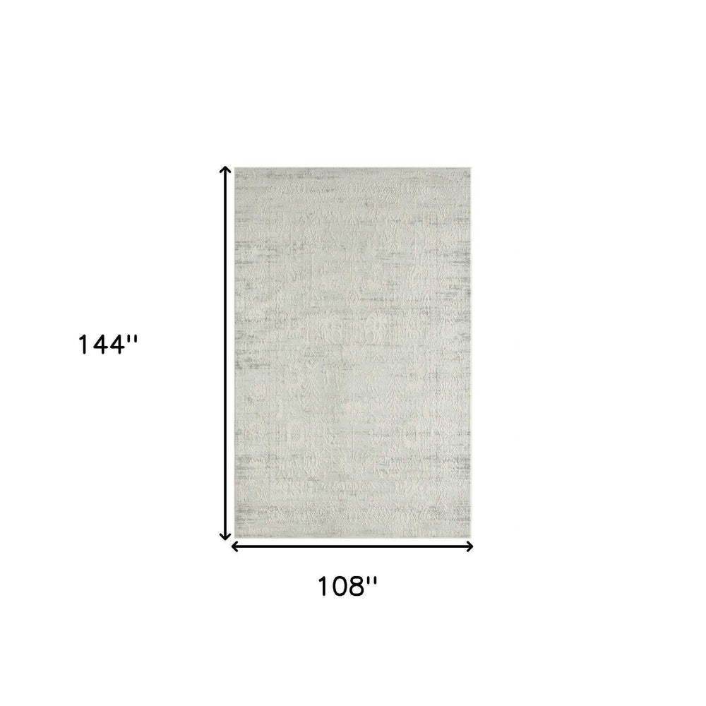9' X 12' Ivory And Gray Floral Power Loom Distressed Stain Resistant Area Rug - Homeroots - Flyclothing LLC