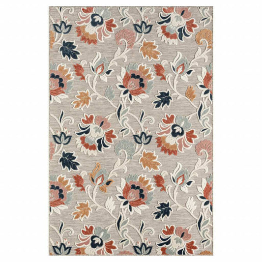 8' X 10' Blue And Gray Floral Stain Resistant Indoor Outdoor Area Rug - Homeroots - Flyclothing LLC