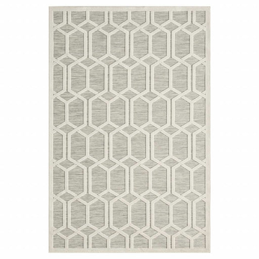 5' X 7' Gray And Ivory Geometric Stain Resistant Indoor Outdoor Area Rug - Homeroots - Flyclothing LLC