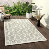 8' X 10' Gray And Ivory Geometric Stain Resistant Indoor Outdoor Area Rug - Homeroots - Flyclothing LLC