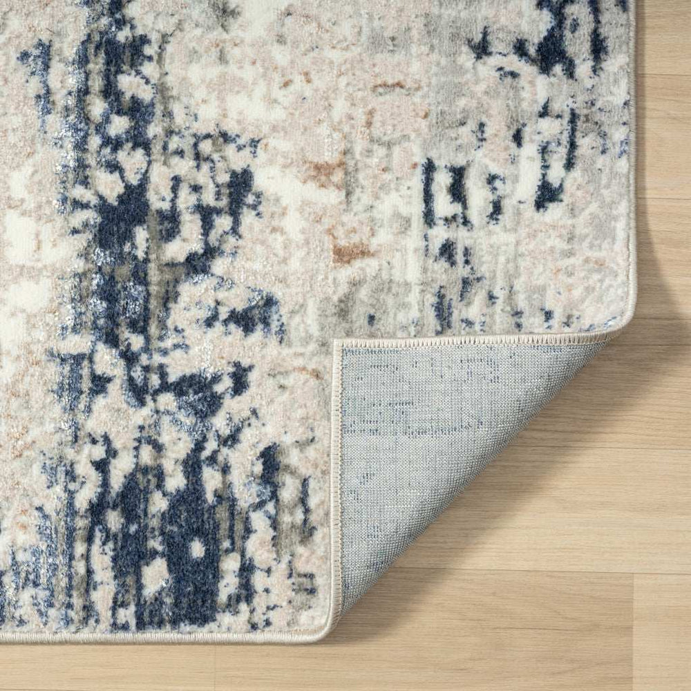 5' X 7' Beige Cream Blue And Gray Abstract Stain Resistant Area Rug - Homeroots - Flyclothing LLC