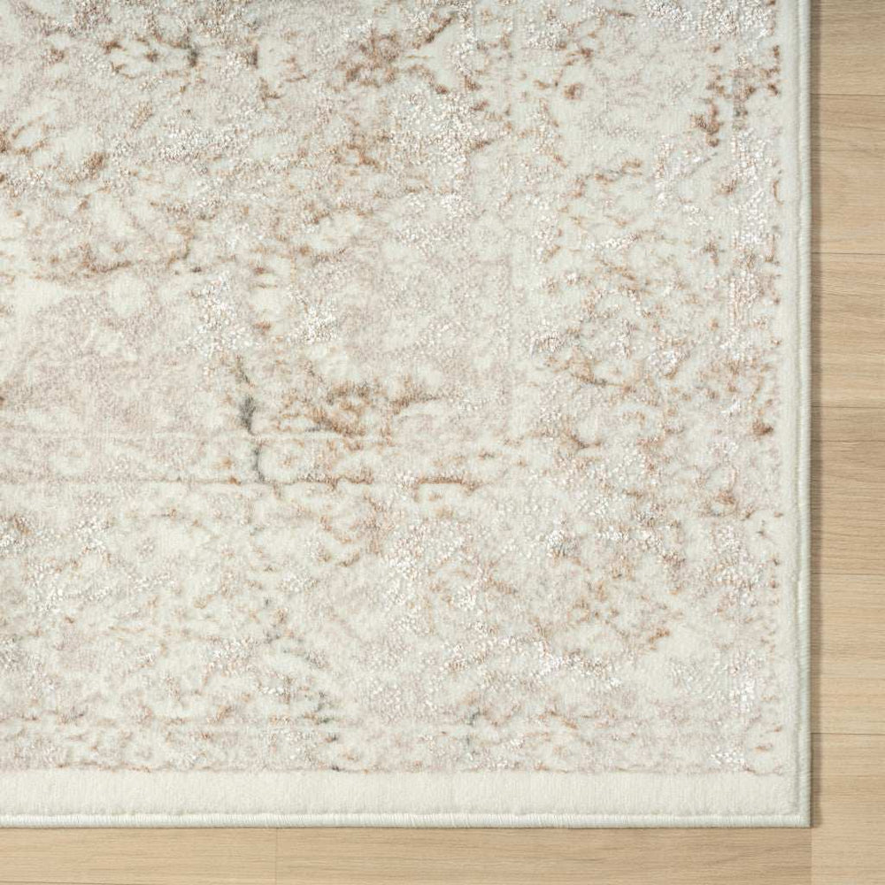 7' X 9' Beige Cream And Brown Damask Stain Resistant Area Rug - Homeroots - Flyclothing LLC