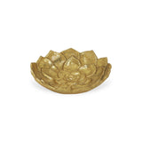 6" Gold Lotus Flower Metal Lotus Leaf Handmade Vanity Tray - Homeroots