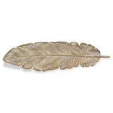 18" Gold Feather Metal Handmade Tray - Homeroots - Flyclothing LLC