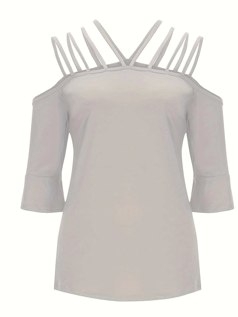 Full Size Cold Shoulder Three-Quarter Sleeve Blouse - Trendsi - Flyclothing LLC