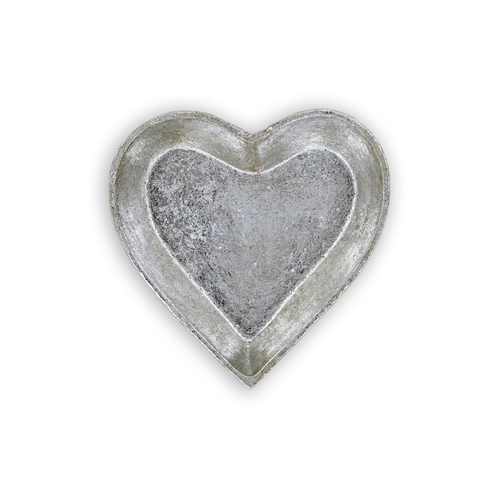 7" Silver Heart Cast Iron Handmade Vanity Tray - Homeroots - Flyclothing LLC