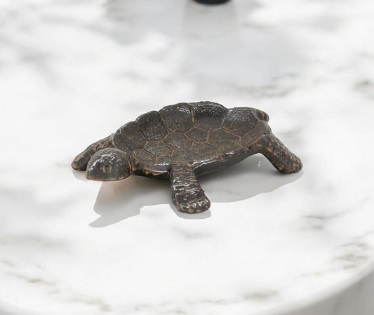 7" Black Turtle Cast Iron Vanity Tray - Homeroots