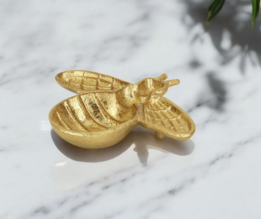 8" Gold Bumble Bee Cast Iron Vanity Tray - Homeroots - Flyclothing LLC