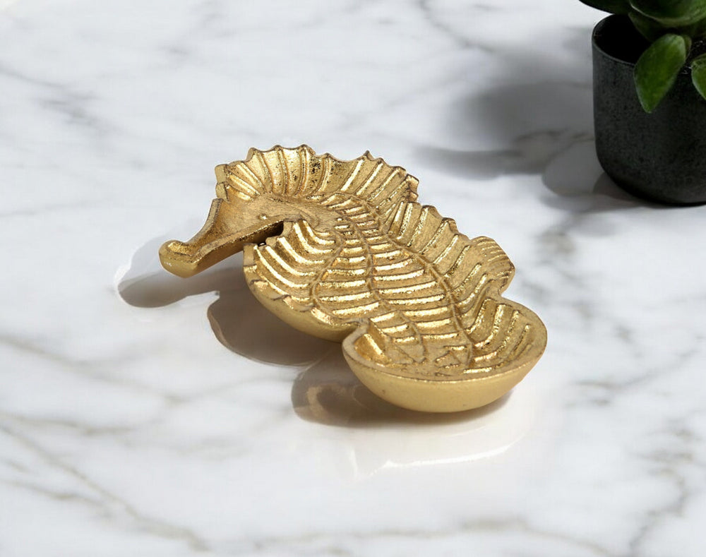 10" Gold Sea Horse Cast Iron Vanity Tray - Homeroots - Flyclothing LLC