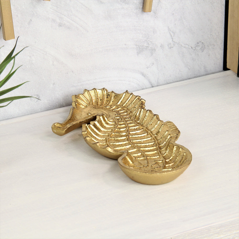 10" Gold Sea Horse Cast Iron Vanity Tray - Homeroots - Flyclothing LLC