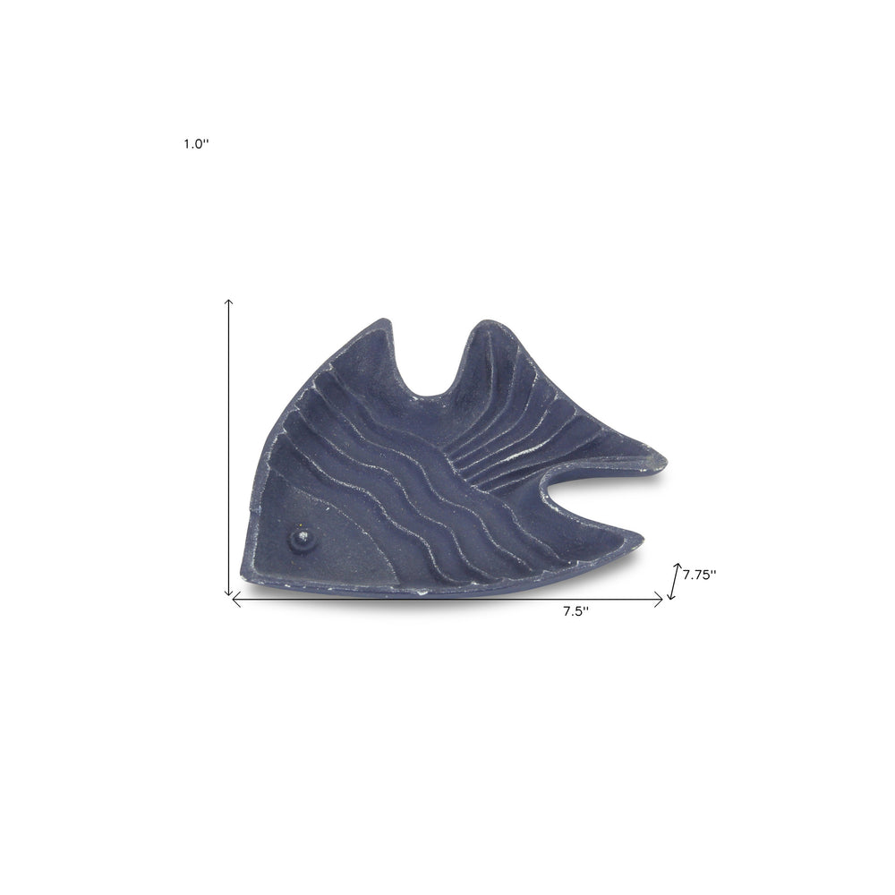 8" Blue Angel Fish Cast Iron Vanity Tray Tray - Homeroots - Flyclothing LLC