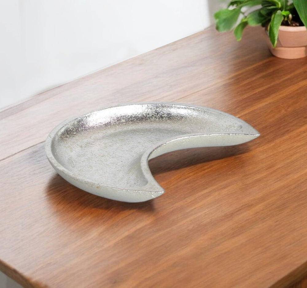 7" Silver Crescent Cast Iron Vanity Tray - Homeroots - Flyclothing LLC
